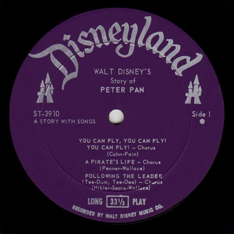 Disneylandrecords St Walt Disney S Peter Pan