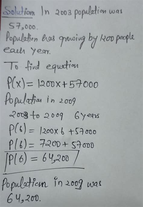 Solved A Town S Population Has Been Growing Linearly In 2003 The