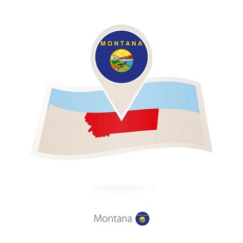 Premium Vector Folded Paper Map Of Montana Us State With Flag Pin Of