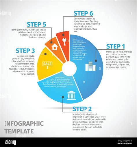 Colored Abstract Flat Pie Chart Real Estate Infographic Template Vector