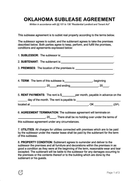 Oklahoma Lease Agreement Template