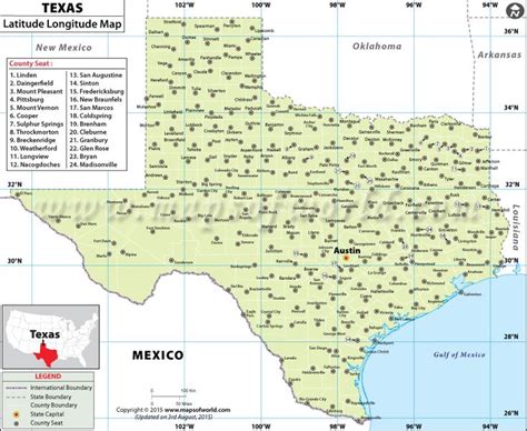 Texas Latitude and Longitude Map | Latitude and longitude map ...