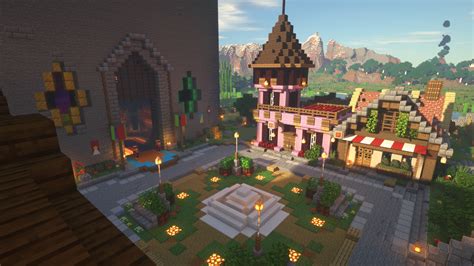 Town square in progress (Survival) : r/Minecraft