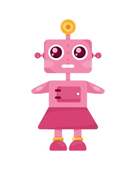 Pink Female Robot Vector Art At Vecteezy