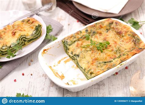 Spinach And Feta Lasagne Stock Image Image Of Dinner 135995671