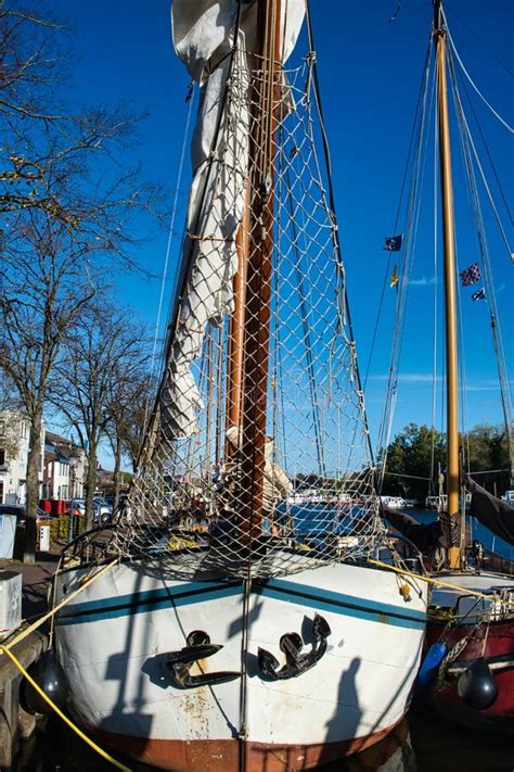 Dutch Sailing Ship Morgenster The Rigging With National Flag Of The