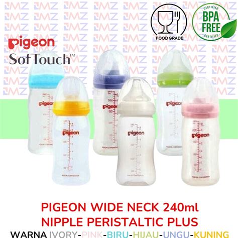 Jual Botol Susu Pigeon Wide Neck Ml Dot Peristaltic Plus M Bulan