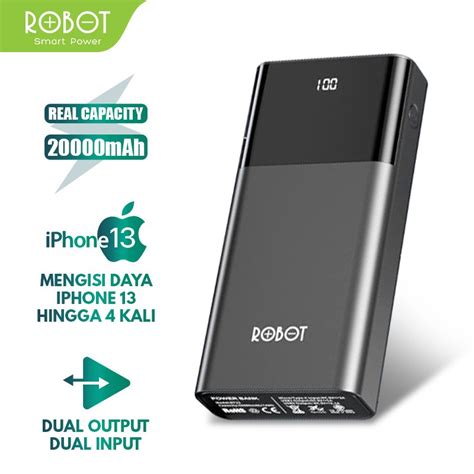 Jual POWER BANK ROBOT RT22 Fast Charging 20000mAh Dual Port Input