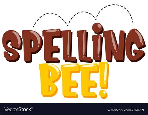 Sticker Design For Word Spelling Bee In Brown And Yellow Color Illustration Download A Free