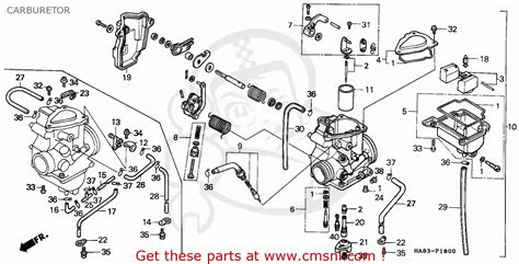 Honda Trx250 Fourtrax 1985 Canada Carburetor Schematic Partsfiche