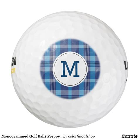 Monogrammed Golf Balls Preppy Classic Blue Plaid | Zazzle.com | Golf ...