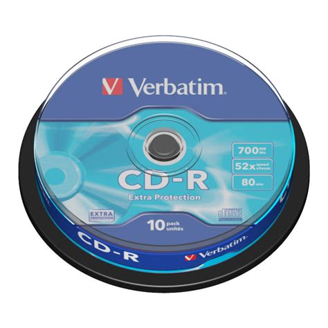 Cd R Verbatim 700 Mb 52x 80 Min Superficie Extra Protection 10 Pack