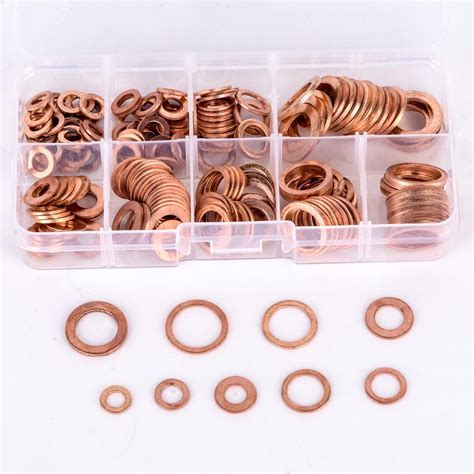 Buy Dugu 200pcs Copper Washer Gasket Set Flat Ring Seal Assortment Kit