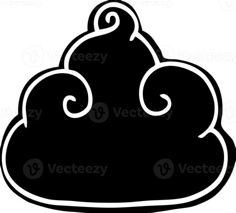 Line Drawing Cartoon Cloud Symbol Solid Black Icon 45465332 Png