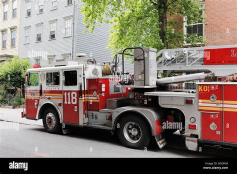 NEW YORK CITY - June 9: Fire truck photographed in Brooklyn heights ...