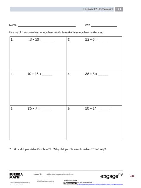 Fillable Online Ccssmathanswers Comeureka Math Grade 1 Module 4Eureka