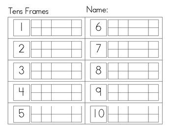 Tens Frames Worksheets by Preschool Hands on Learning | TpT