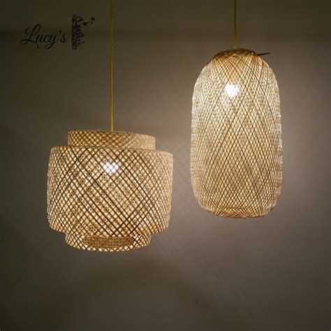 Bamboo Chandelier Lighting Woven Hanging Lamp For Boho Room Etsy