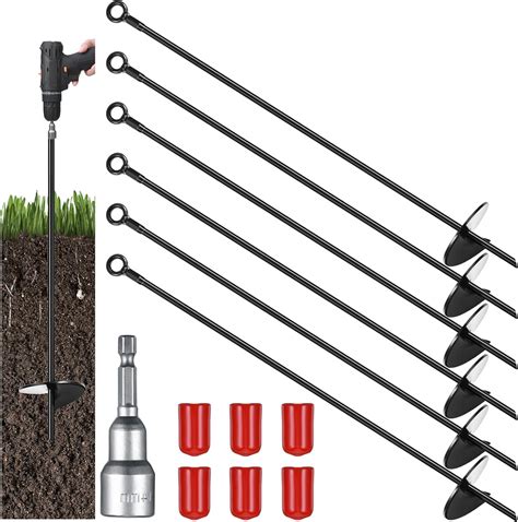 Amazon Gisafai 6 Pcs 30 Inch Long Ground Anchors Spiral Blade