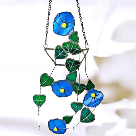 String Of Hearts Morning Glory Stained Glass Window Hanging Fake Plant Hanging Suncatcher Plant