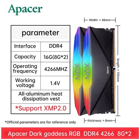 Apacer NOX RGB DDR4 램 8GB 16GB 32GB 3200 3600 4266MHz DIMM 오리지널 데스크탑