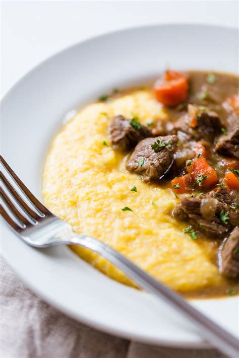 Beef Stew With Cheesy Parmesan Polenta Food Banjo