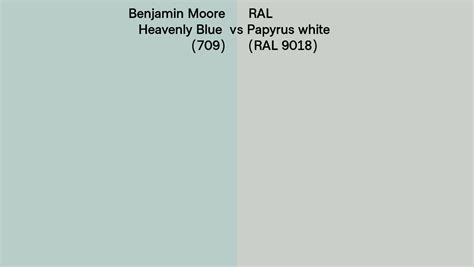 Benjamin Moore Heavenly Blue 709 Vs RAL Papyrus White RAL 9018 Side