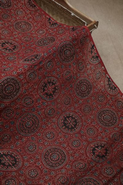 Ajrakh Fabric Buy Ajrak Hand Block Print Fabric Online Matkatus