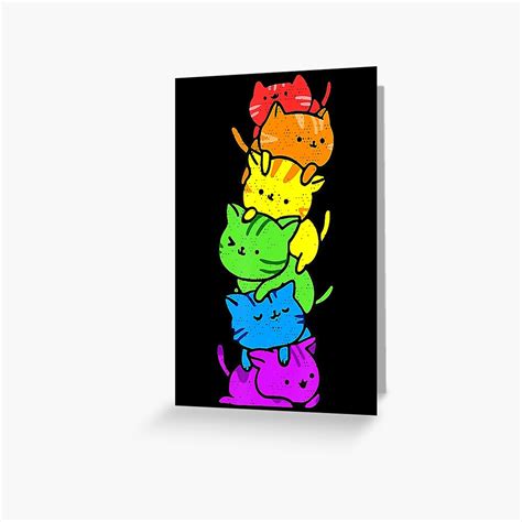 Gay Pride Lgbt Kawaii Cats Pile Cute Anime Rainbow Flag Greeting Card By Evamobley Redbubble