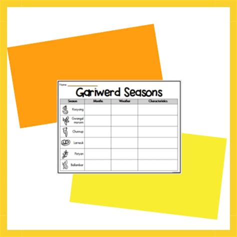 gariwerd seasons australian aboriginal weather calendar worksheet