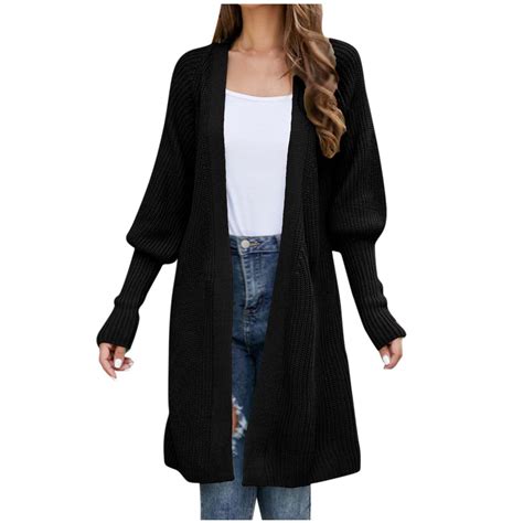 Hapimo Discount Stylish Cable Knit Dual Pocket Cardigan Long Ankle