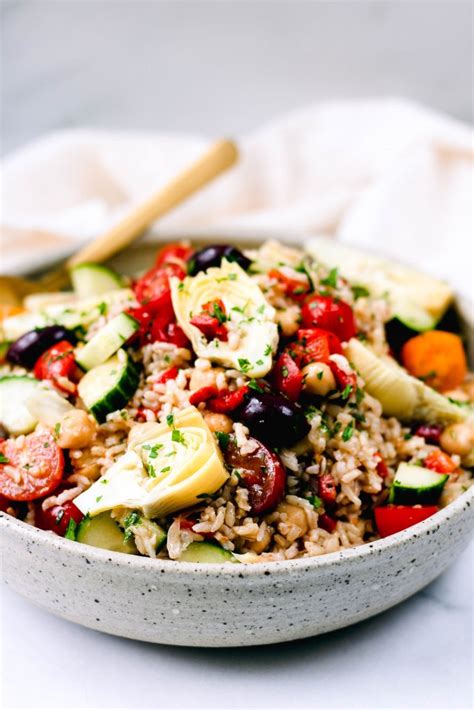 Mediterranean Brown Rice Salad Vegan Gluten Free • Daisybeet