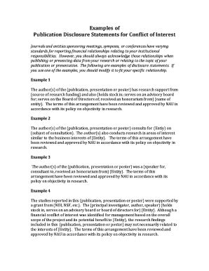 Fillable Online Publication Disclosure Statements For Conflict Of