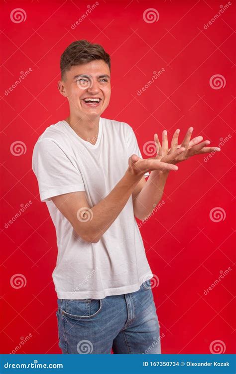 Smiling Handsome Man With Crossed Arms Handsome Young Guy Posing In