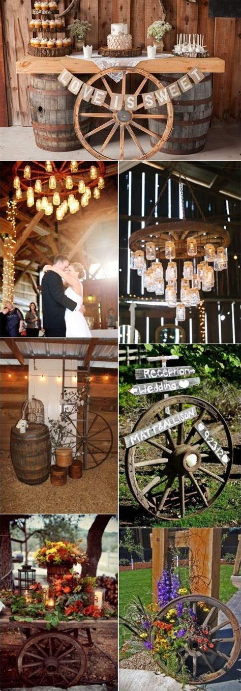 Rustic Country Wedding Ideas With Wagon Wheel Details Rustic