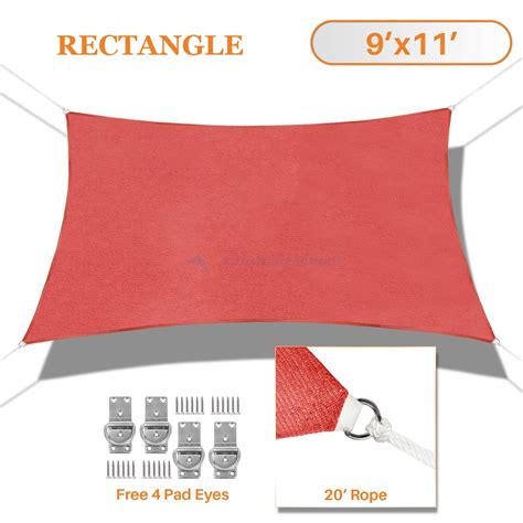 Sunshades Depot 9 X 11 Sun Shade Sail Rectangle 180 Gsm Hdpe Permeable Curved Edge Canopy Red