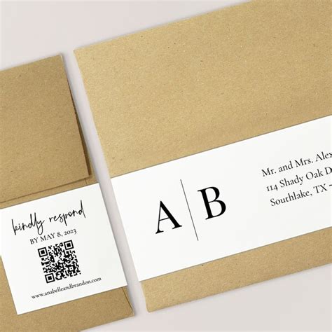 Qr Code Wraparound Envelope Label Template Etsy