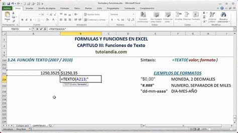 3 24 Función Texto Fórmulas y Funciones en Excel YouTube