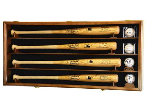 4 Baseball Bat Display Case Cabinet Horizontal Holder Wall Rack W/98% ...