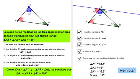 Ángulos Internos Del Triángulo Demostración 1 Geogebra