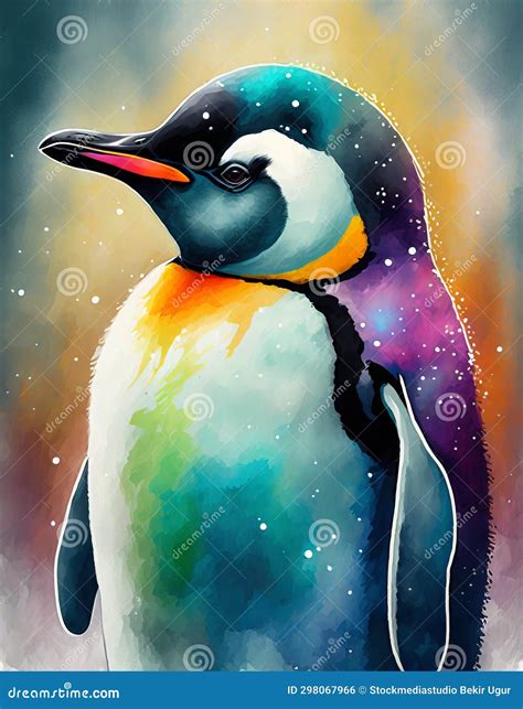 Illustration Portrait of a Penguin Bird with Colored Stock Illustration ...