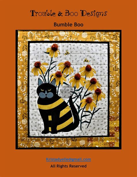 Bumble Boo Kitty Cat Quilt Quilting Pattern From Trouble And Boo Designs New Please See