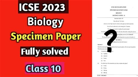 Biology Specimen Paper Sec B Solved Icse Class