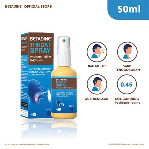 Betadine Throat Spray Baru Kesehatan Kecantikan Kulit Sabun