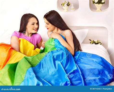 Lesbian Women At Erotic Foreplay Game In Bed Stock Photography Image