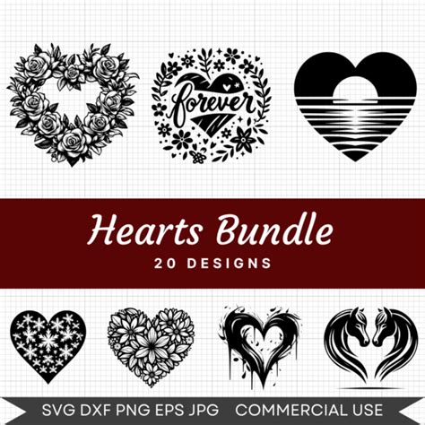 Hearts Bundle 20 Svg Instant Download For Cricut And Silhouette