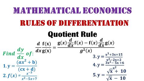 Rules Of Differentiation Quotient Rule Youtube