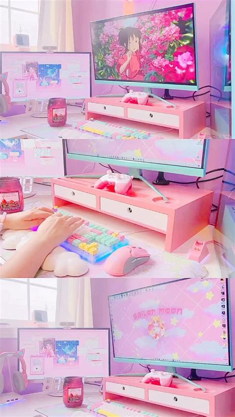 Cozy Pink Pastel Gaming Setup [Video] | Game room design, Girly games ...