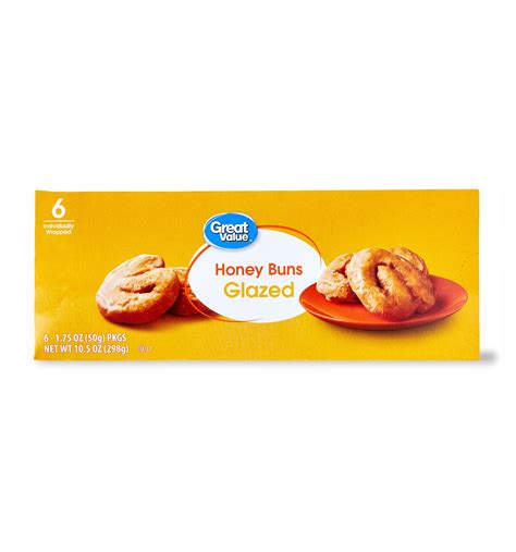 Great Value Glazed Honey Buns, 10.5 oz, 6 Count - Walmart.com