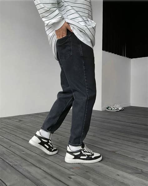 Мужские Джинсы Мом Черного Цвета - Свободные Широкие Джинсовые Штаны ...